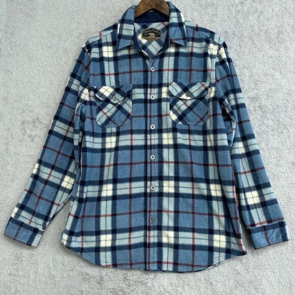 Freedom Foundry Men's Size M Blue Plaid Fleece Button down Shirt - Picture 1 of 9